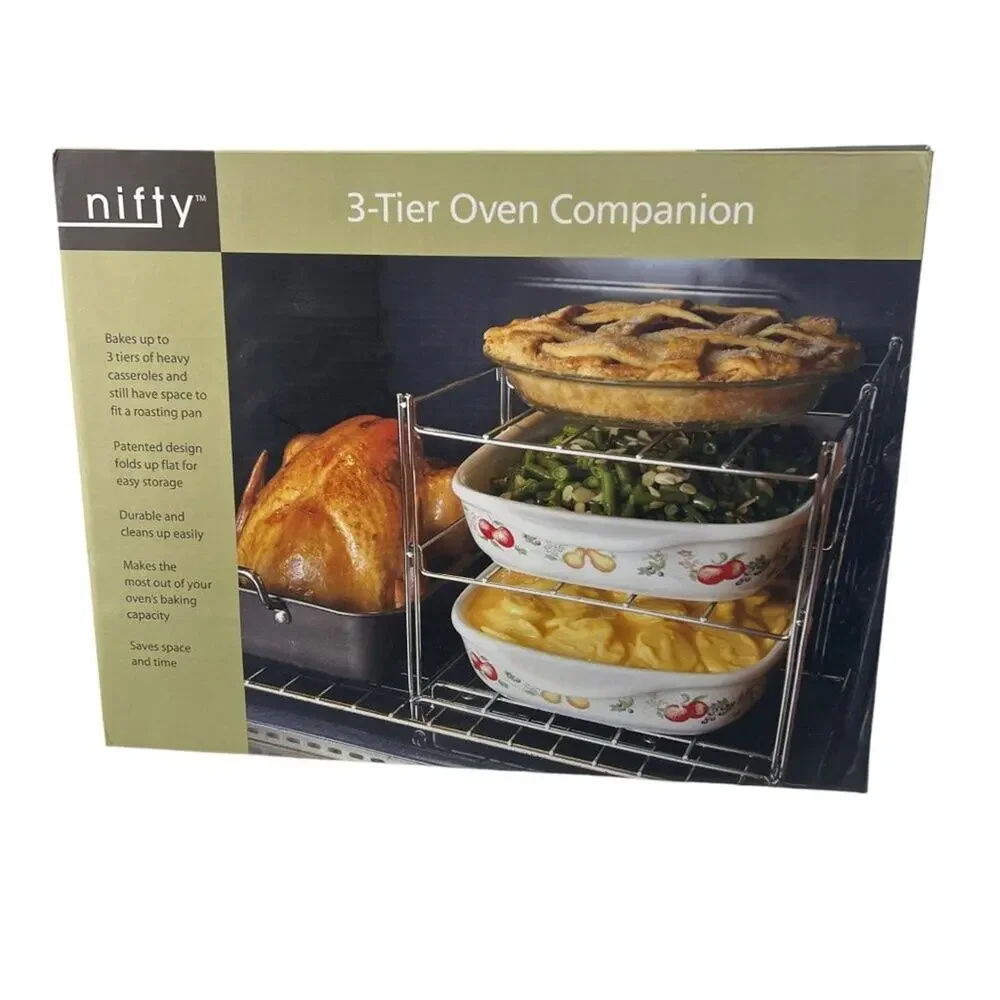 Nifty 3-Tier Oven Rack Non-Stick Dishwasher Safe Chrome Plated Steel Constructio